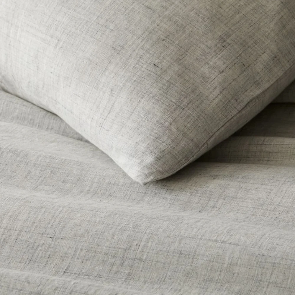 European Flax Linen Duvet Cover, Frost Gray Fiber Dye, King/Cal King,$300.00 USD